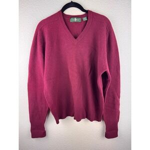Hunt Club Mens Burgundy 100 Lambswool V Neck Sweater Size Medium